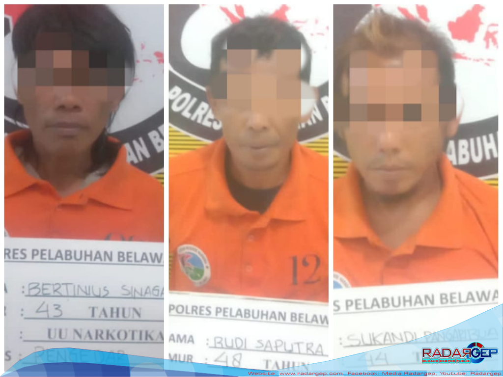 Sat Narkoba Polres Pelabuhan Belawan Grebek Kampung Narkoba di Kelurahan Terjun, Tangkap 3 Pelaku